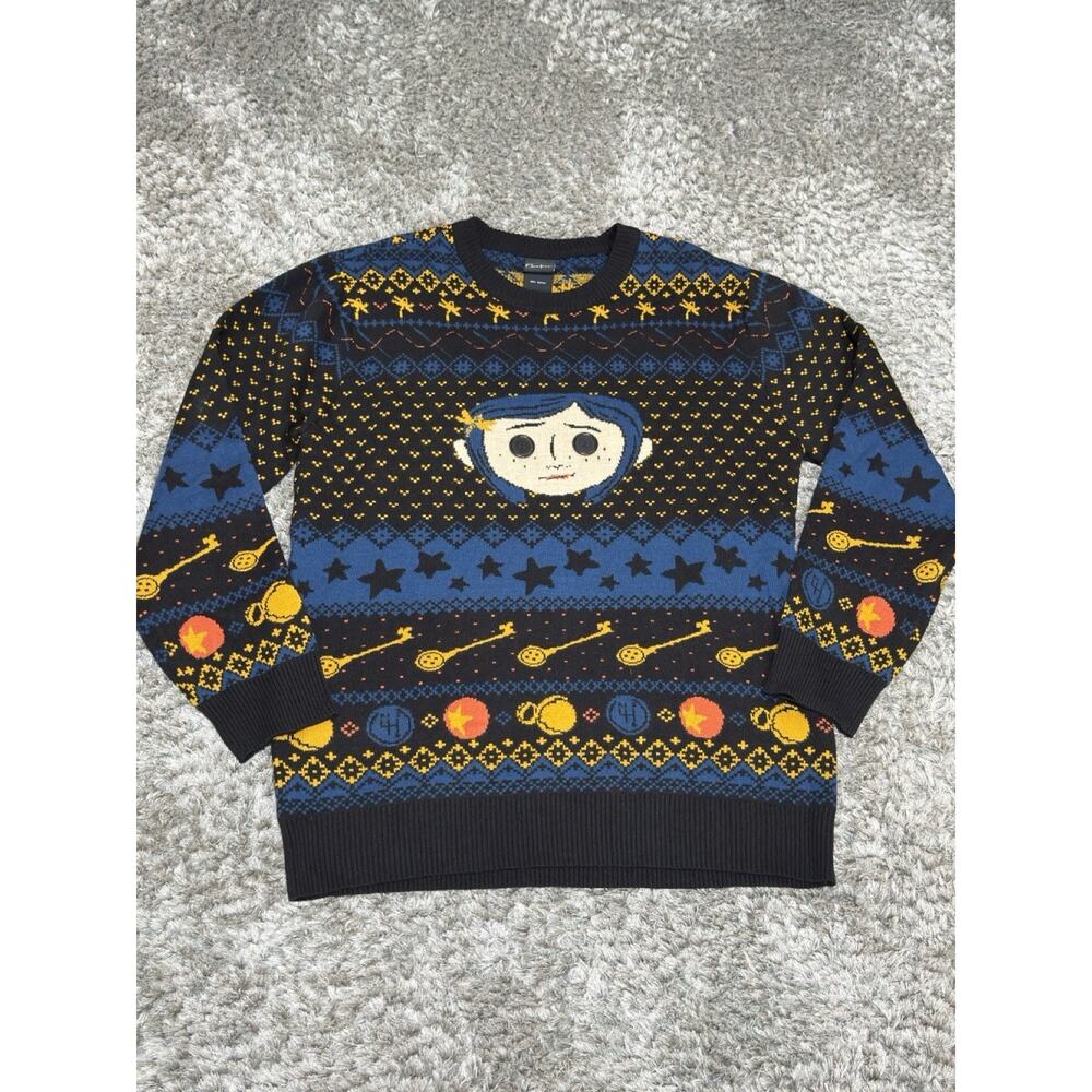 Coraline Laika Button Eyes Knit Sweater Ugly Christmas Halloween Size XL Unisex